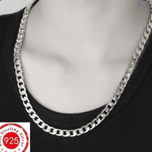 ✨ New Sterling 925 silver 22 inch sparkling 8 mm link chain ✨ - Picture 9 of 12